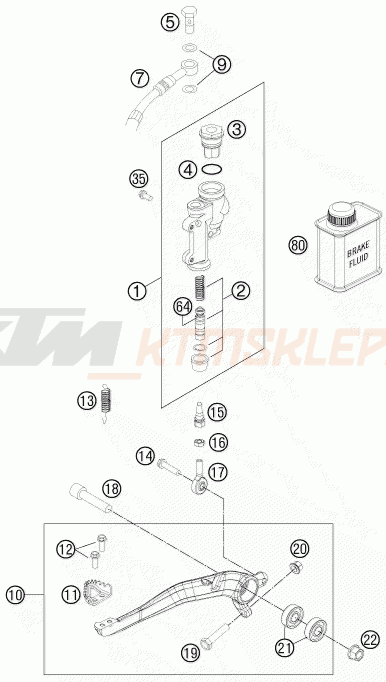 Schemat "tył hamulec - pompa" do KTM 250 XC-F