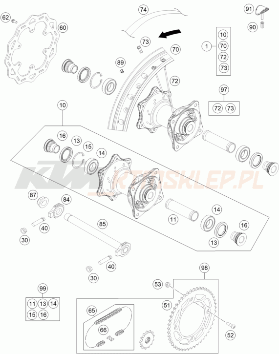 Schemat "koło tył" do KTM 85 SX 19/16