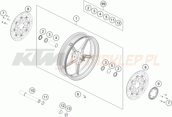 Schemat "koło przód" do KTM 990 DUKE