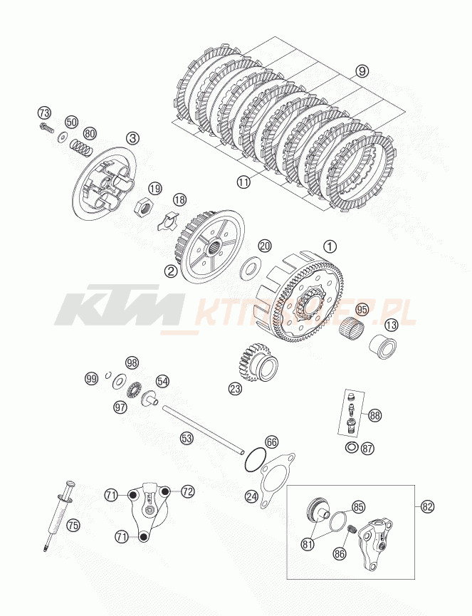 Schemat "sprzęgło" do KTM 250 EXC-F