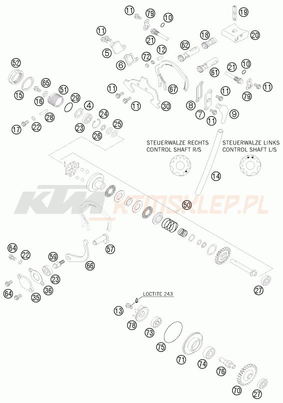 Schemat "zawór wydechowy" do KTM 125 SX