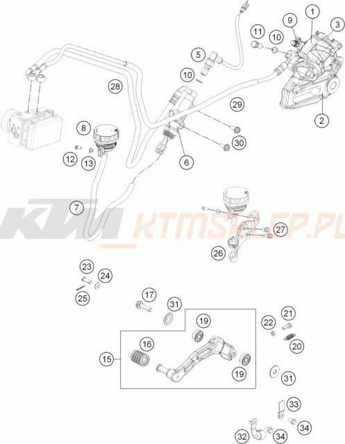 Schemat "zacisk hamulcowy tył" do KTM 390 DUKE ABS BAJAJ