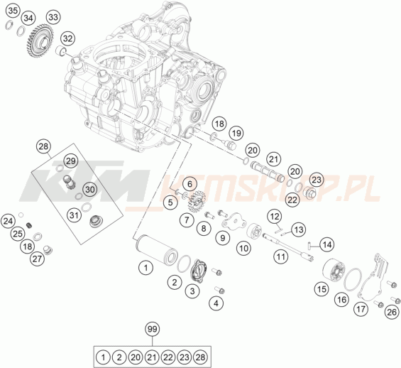 Schemat "smarowanie silnika" do KTM 450 EXC-F