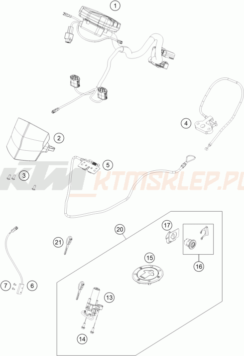 Schemat "system zabezpieczający" do KTM RC 200 W/O ABS