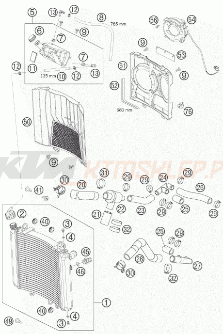Schemat "układ chłodzenia" do KTM 950 SUPERENDURO R
