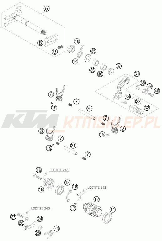 Schemat "skrzynia biegów-automat zmieniający " do KTM 450 SMR