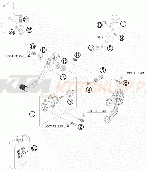Schemat "tył hamulec - pompa" do KTM 990 SUPER DUKE