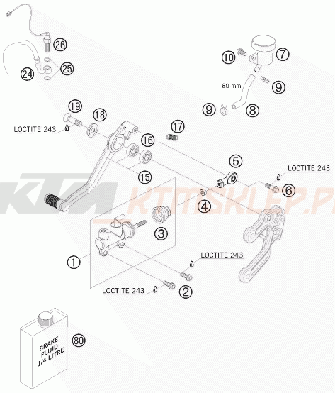 Schemat "tył hamulec - pompa" do KTM 990 SUPER DUKE R
