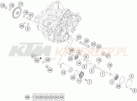 Schemat "smarowanie silnika" do KTM 350 SX-F