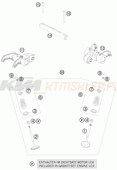 Schemat "zawory / rozrząd" do KTM 690 ENDURO R