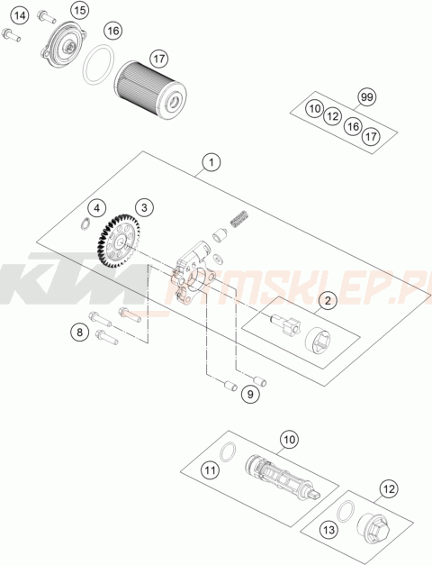 Schemat "smarowanie silnika" do KTM 125 DUKE