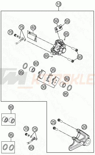 Schemat "zacisk hamulcowy tył" do KTM 85 SXS 19/16