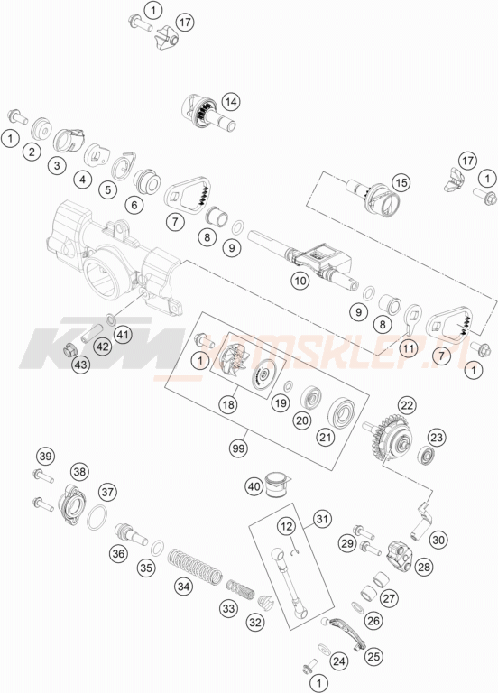 Schemat "zawór wydechowy" do KTM 85 SX 19/16