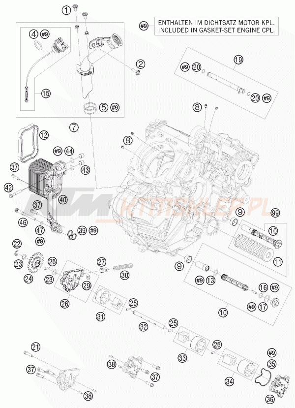Schemat "smarowanie silnika" do KTM 1190 RC 8 R TNT EDIT.