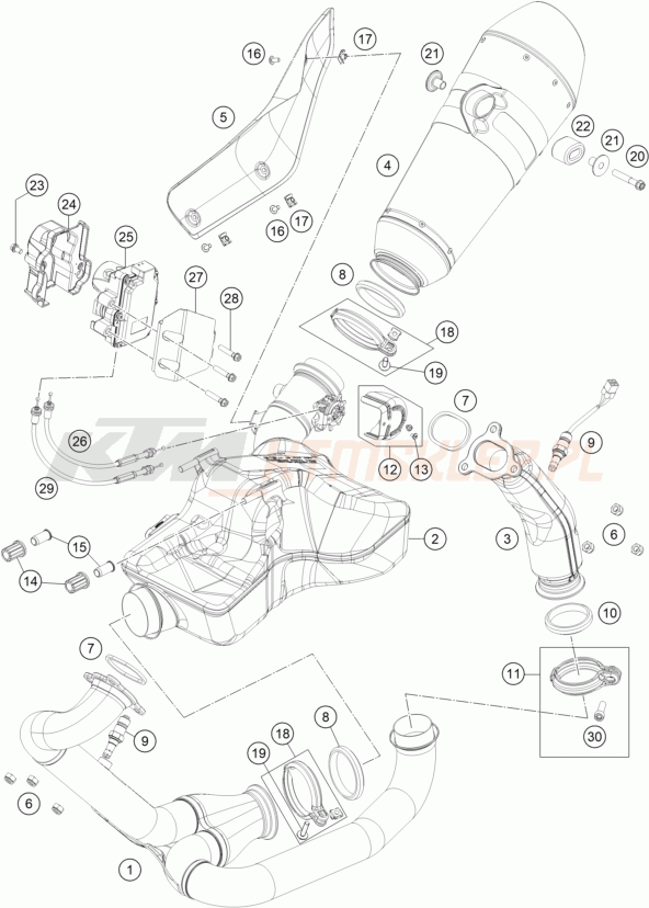 Schemat "układ wydechowy" do KTM 1290 SUPER DUKE GT
