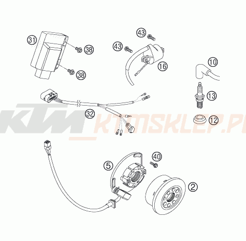 Schemat "układ zapłonowy" do KTM 250 SX