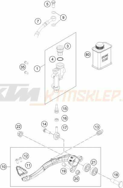 Schemat "tył hamulec - pompa" do KTM 450 SX-F