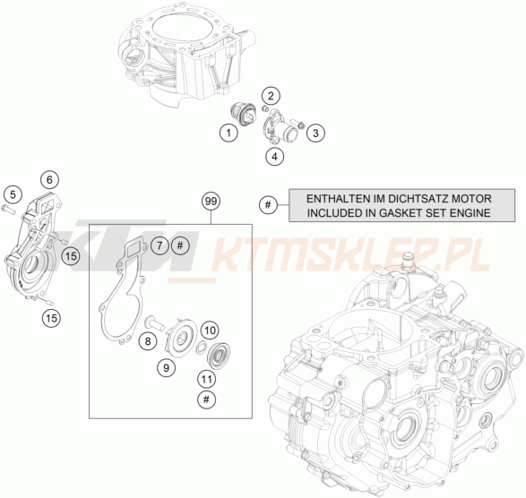 Schemat "pompa wody" do KTM 690 SMC R
