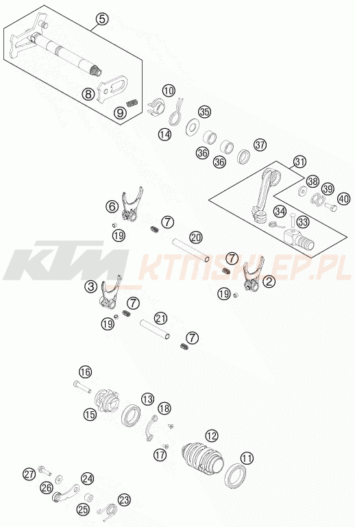 Schemat "skrzynia biegów-automat zmieniający " do KTM 450 RALLY FACTORY REPLICA