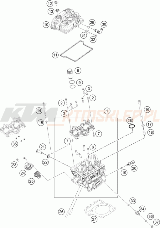 Schemat "głowica" do KTM 390 DUKE, orange