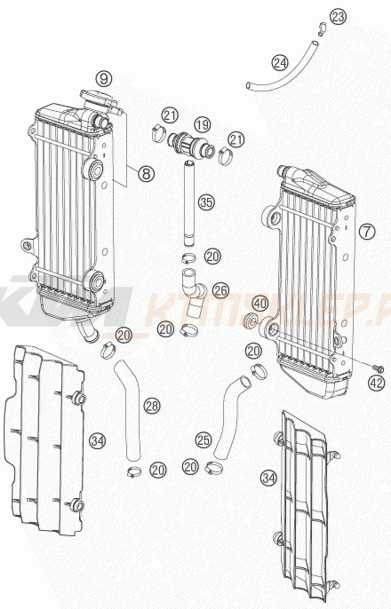 Schemat "układ chłodzenia" do KTM 250 SXS-F