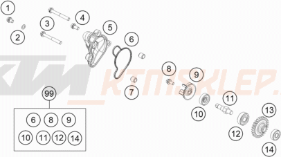 Schemat "pompa wody" do KTM 65 SX