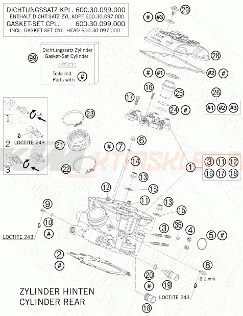 Schemat "głowica tył" do KTM 990 SUPER DUKE