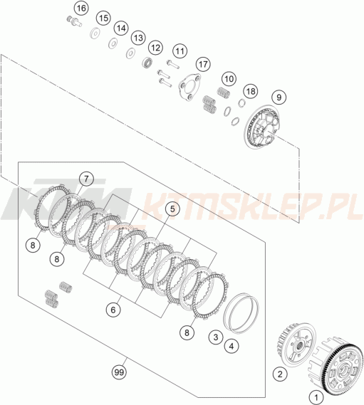 Schemat "sprzęgło" do KTM 390 DUKE