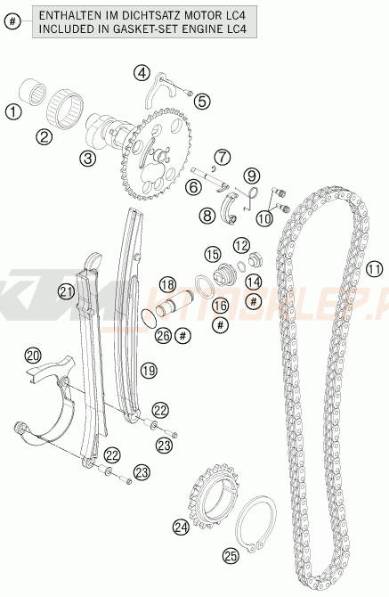 Schemat "układ rozrządu" do KTM 690 DUKE R