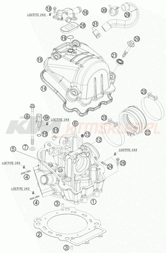 Schemat "głowica" do KTM 690 DUKE