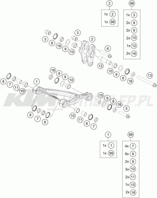 Schemat "PRO LEVER LINKING" do KTM 990 DUKE R