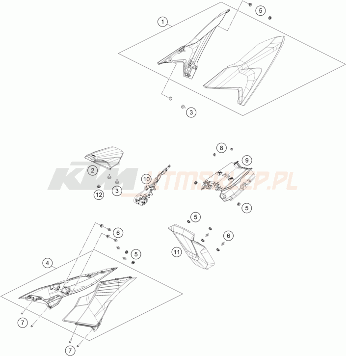 Schemat "elementy nadwozia" do KTM FREERIDE E 660W