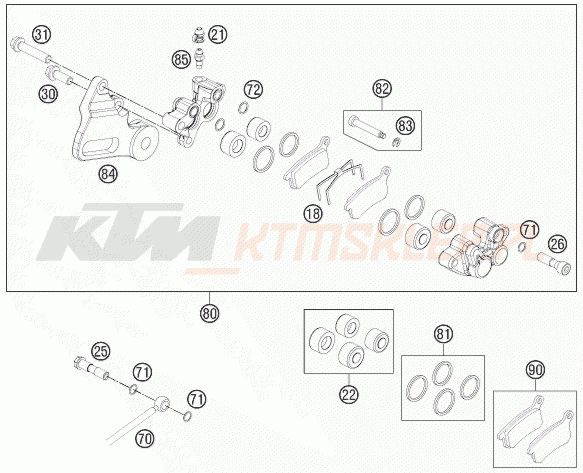 Schemat "zacisk hamulcowy tył" do KTM 65 SXS