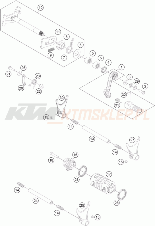 Schemat "skrzynia biegów-automat zmieniający " do KTM 450 RALLY FACTORY REPLICA