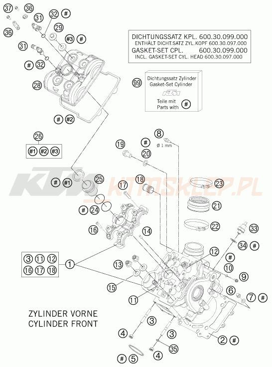 Schemat "głowica przód" do KTM 990 SUPERMOTO T ABS