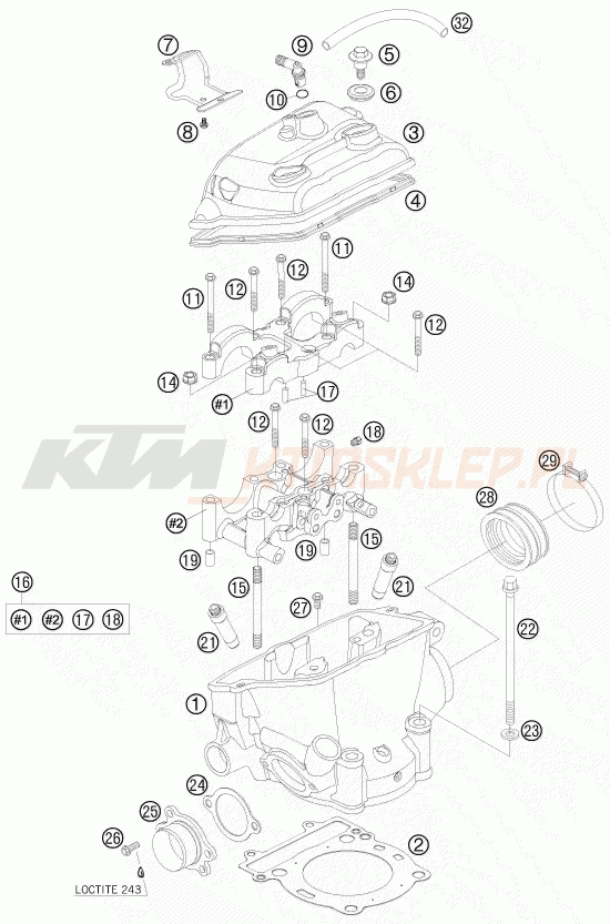 Schemat "głowica" do KTM 250 SXS-F