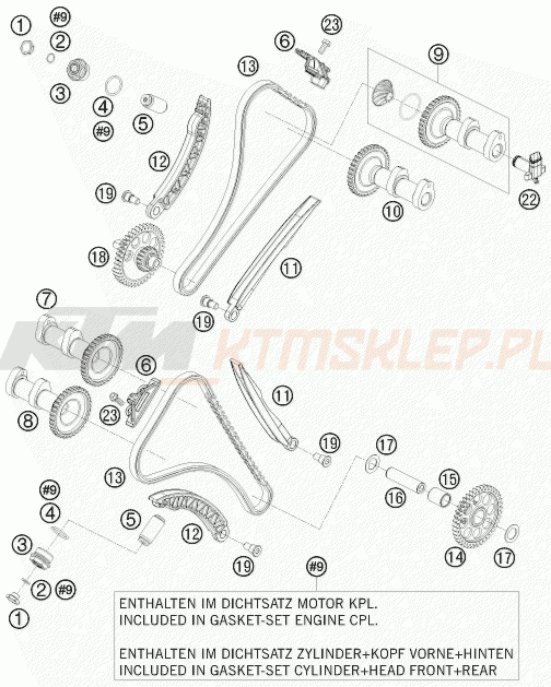 Schemat "układ rozrządu" do KTM 1190 RC 8