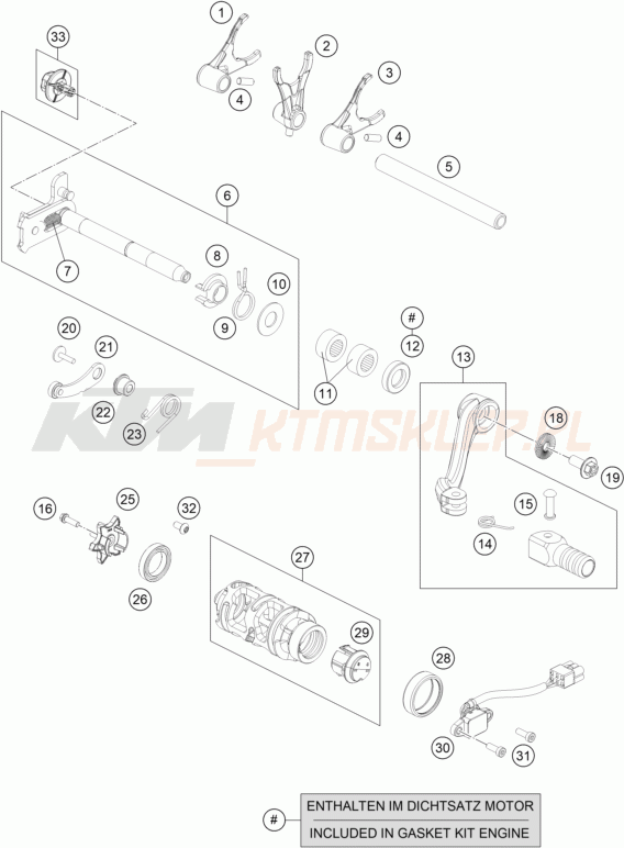 Schemat "skrzynia biegów-automat zmieniający " do KTM 690 SMC R