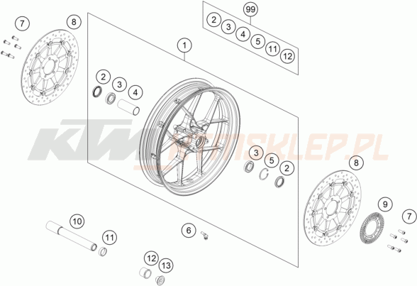 Schemat "koło przód" do KTM 890 SMT