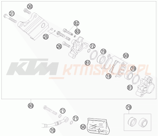Schemat "zacisk hamulcowy tył" do KTM 65 SX