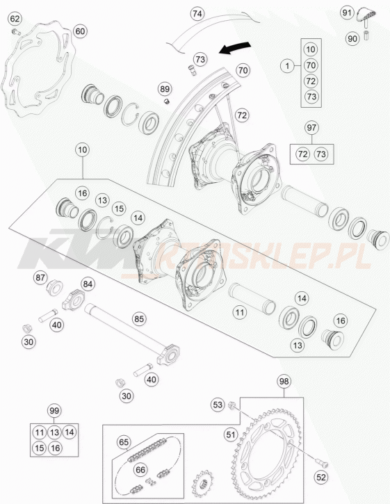 Schemat "koło tył" do KTM 85 SX 17/14