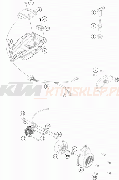 Schemat "układ zapłonowy" do KTM 85 SX 19/16