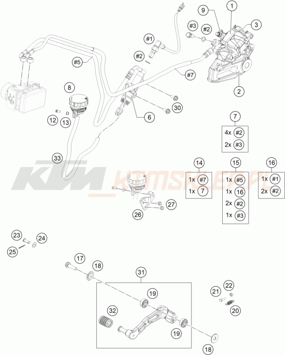 Schemat "hamulce- zacisk hamulcowy tył" do KTM RC 390 WHITE ABS