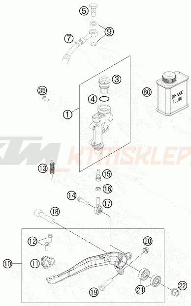 Schemat "tył hamulec - pompa" do KTM 125 SX