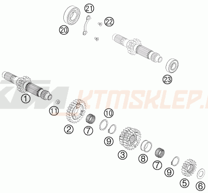 Schemat "TRANSMISSION I - MAIN SHAFT" do KTM 450 XC- F