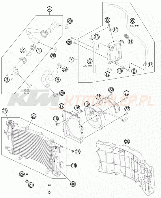 Schemat "układ chłodzenia" do KTM 525 XC ATV