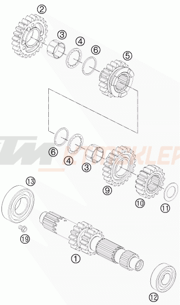 Schemat "TRANSMISSION I - MAIN SHAFT" do KTM 525 XC ATV
