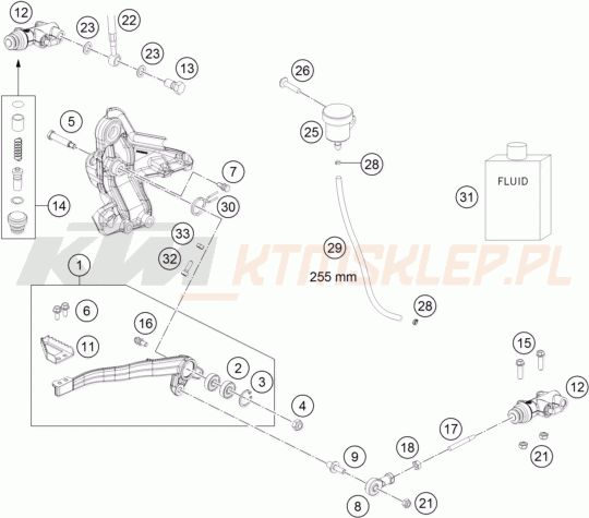 Schemat "tył hamulec - pompa" do KTM 450 RALLY FACTORY REPLICA