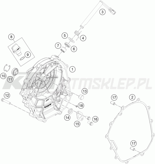 Schemat "pokrywa sprzęgła" do KTM 125 DUKE ABS