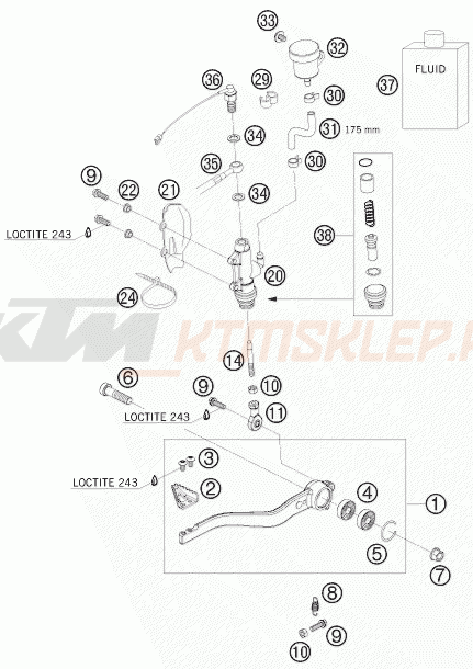 Schemat "tył hamulec - pompa" do KTM 690 SUPERMOTO R